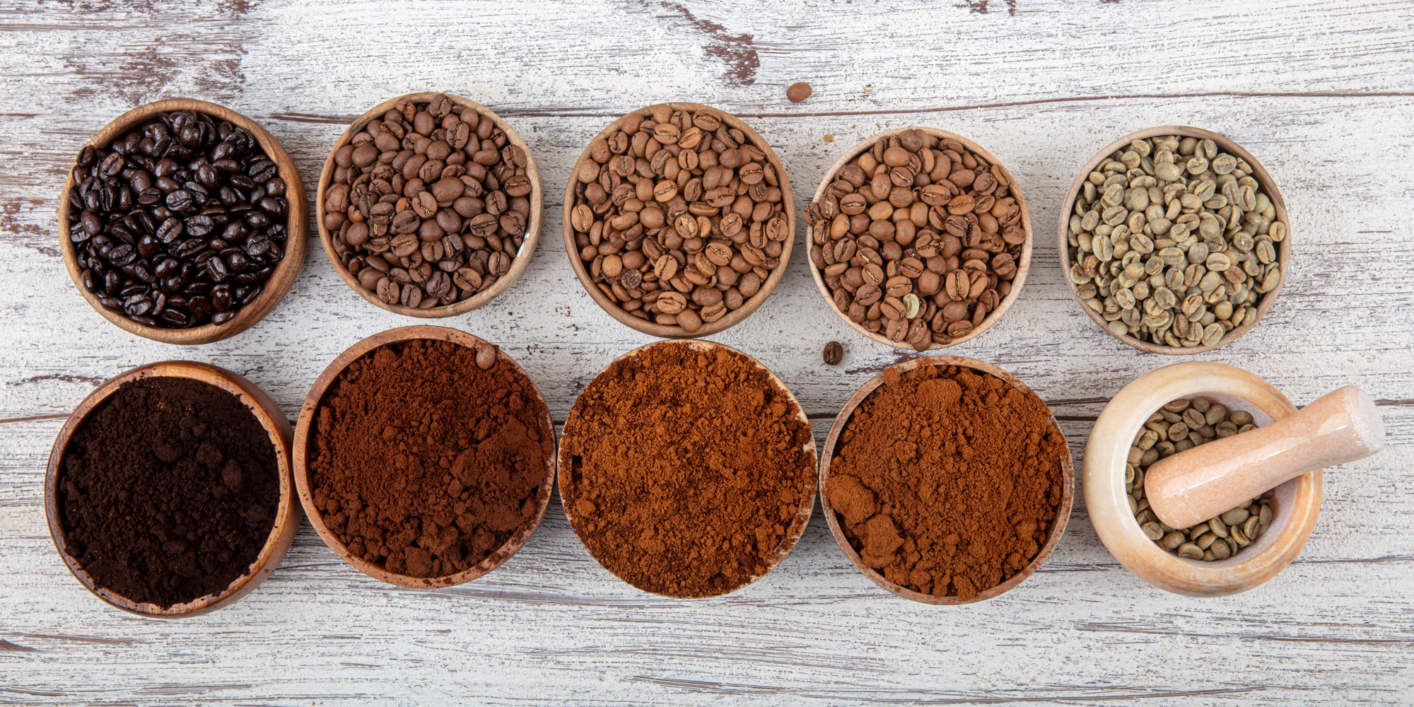 A variety of different coffee beans