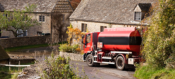 Heating oil dlivered by tanker in a pretty village